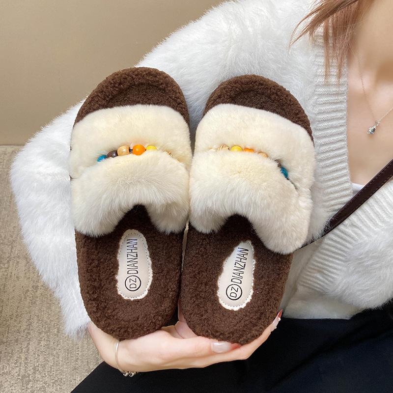 2026 New Autumn Style Height Increasing Thick Soled Hairy Women s Cotton Slippers for External Wear 34