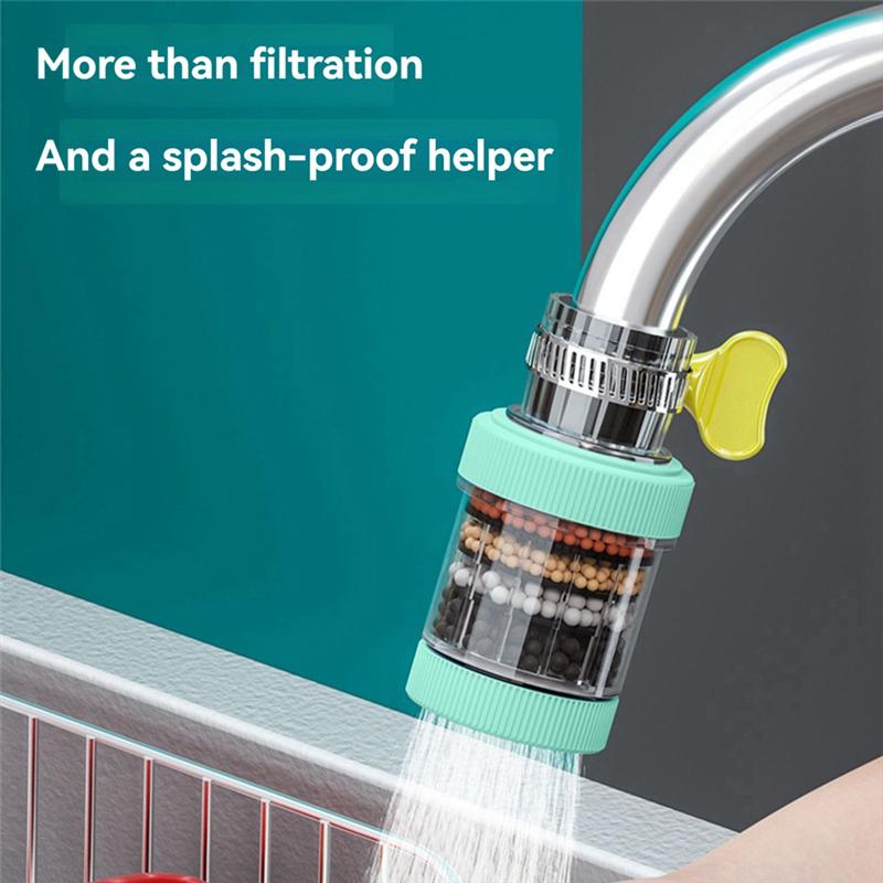 

6-Layer Universal Faucet Filter, Splashproof & Water-Saving, Easy Install, 360° Rotatable Kitchen Tap Nozzle зелёный