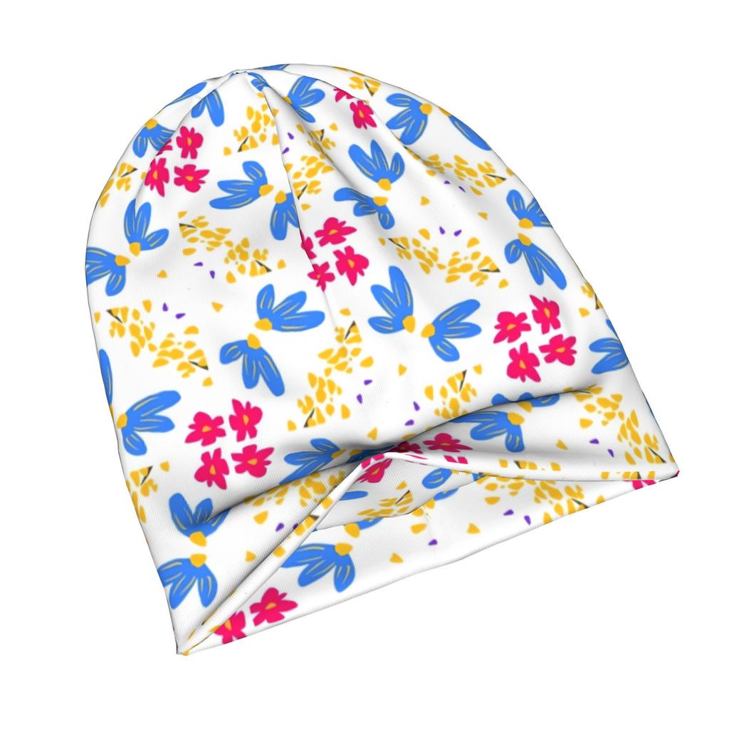 2D Flat Printing Super Bright Flowers Geometric Pattern Fashion Knit Hat for Adults Adds a Stylish Finishing Touch to Everyday Outfits Perfect for Cit