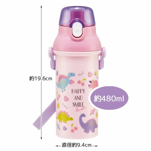 Skater Children's Ag+ Antibacterial Plastic Water Bottle 480ml Happy & Smile Girls Made in Japan PSB5SANAG