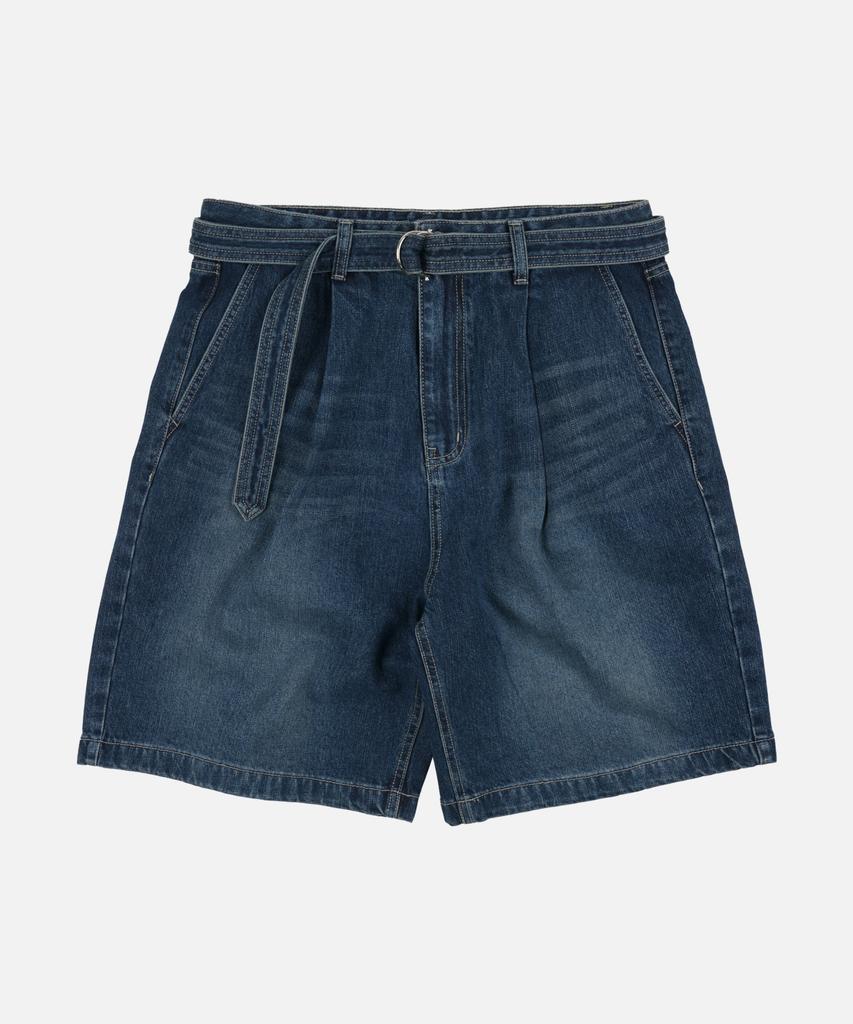 FRIZMWORKS Lyocell Belted Denim Shorts _ Mid Blue