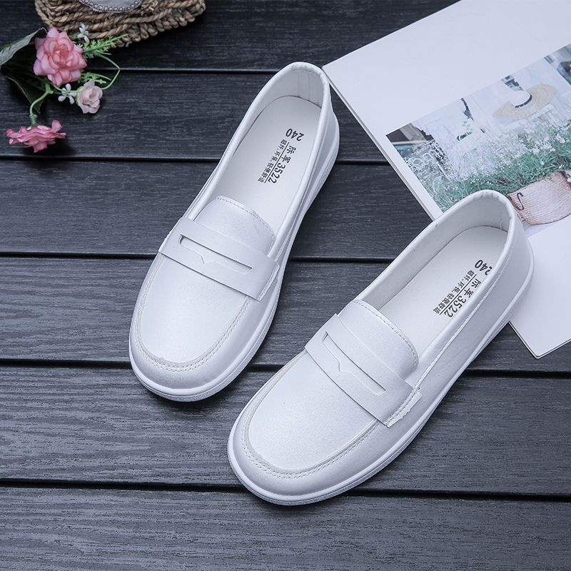 Туфли медсестры мягкая подошва белые дышащие медицинские рабочие туфли не устают ноги дезодорант нескользящая плоская подошва четыре сезона одинарные туфли 40