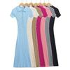 Rochie Tricotată pentru Femei cu Guler Polo Bodycon, Tăietură Sirena, Lungime Midi spre Maxi, Talie Înaltă, Culoare Uni 2025