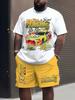 Hot Selling Men's Breathable 3D Printed Casual Short Sleeved Shorts Set Outdoor Street Top Shorts Casual Two-piece Set
