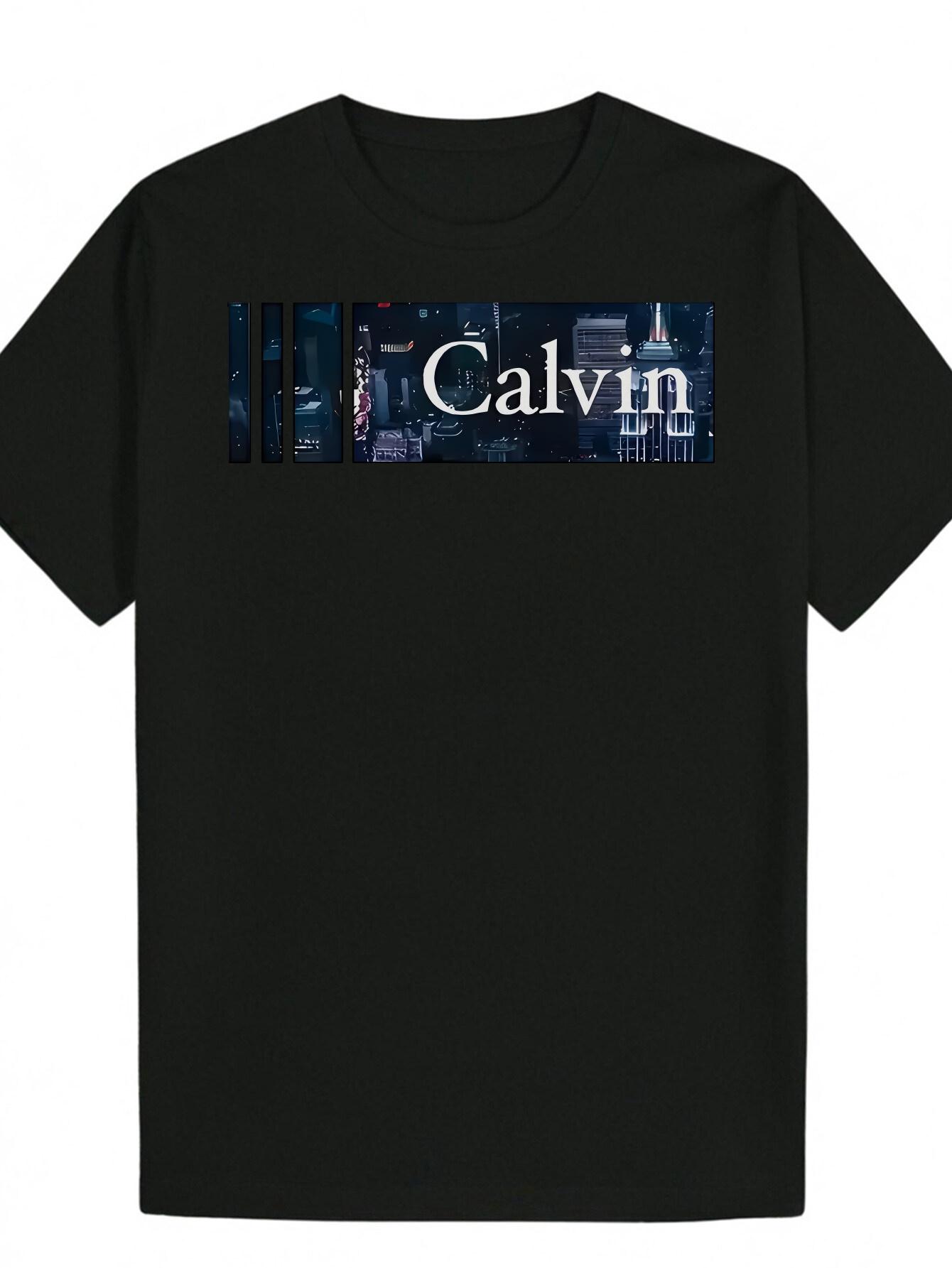 

Crew Neck Polyester T-shirt with Calvin Madrid Basketball Jersey Number Design - Black M