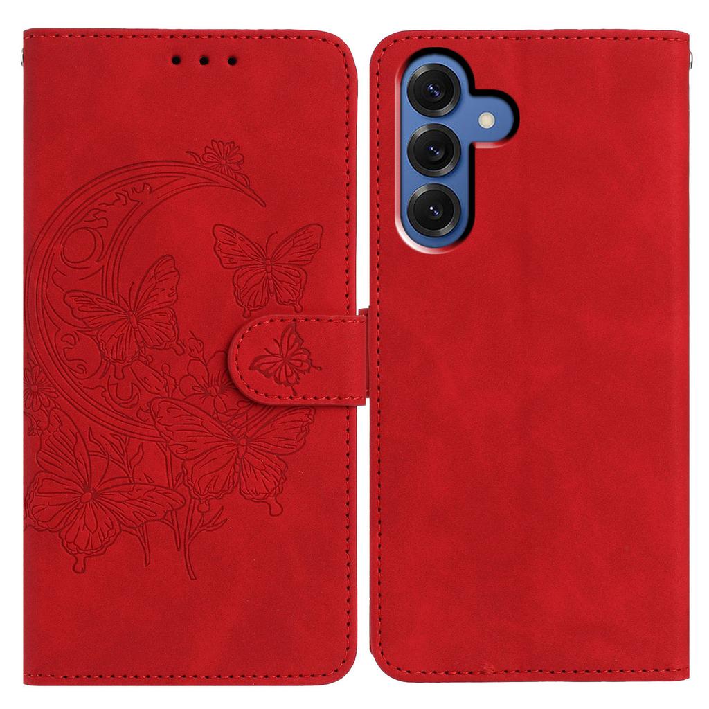 For Samsung Galaxy S25 Case Butterfly Flower Imprinted PU Leather Wallet Stand Phone Cover