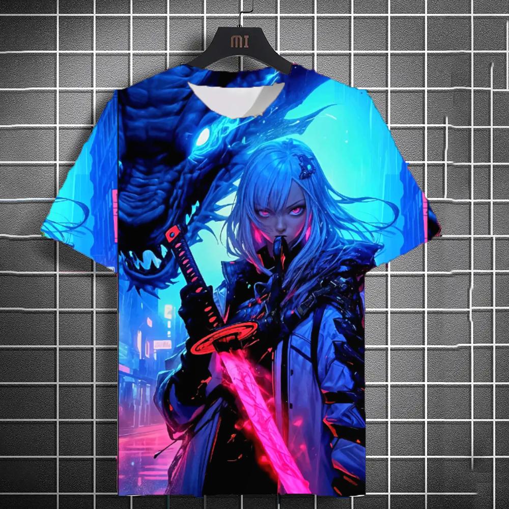

Men s Tattoo Girl T-shirt Street Neutral Personality Anime T-shirt 6XL