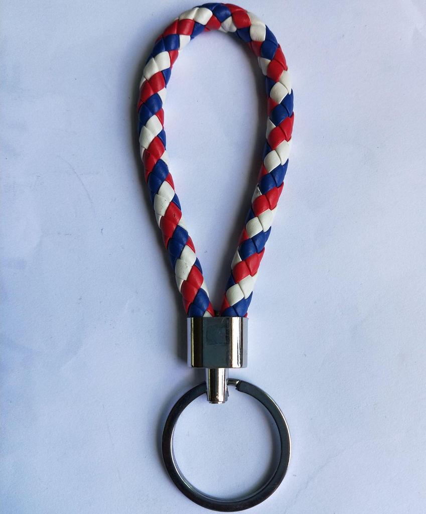 Woven Leather Cord Metal Keychain Pendant