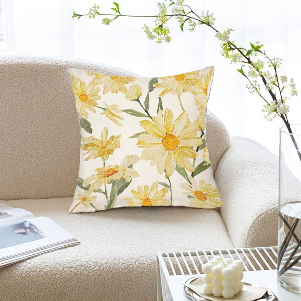 INS Style Throw Pillowcase Square Pillow Cover Flower Printing Cushion Cover Living Room/Office