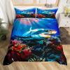 Shark Duvet Cover Queen Marine Life Comforter Cover Blue And White Cartoon Shark Bedding Set Nautical Ocean Theme Quilt Cover
