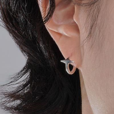 POSTLUDE [SILVER] FLAT STAR HOOP EARRINGS