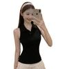 Early spring beauty back sleeveless polo collar suspender vest women with chest pad sexy slim sport bottoming top