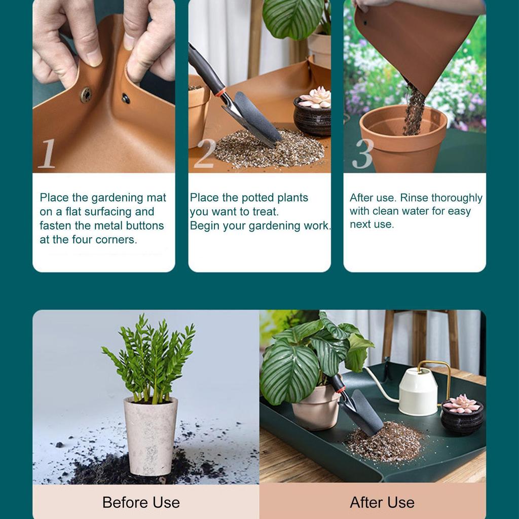 Umtopfmatte faltbar Transplantierschale 26,3x39,3 Zoll Wasserdichte Gartenmatte für Innen Außen Pflanzen Bewässern