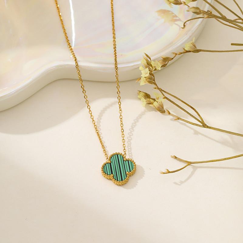 Heiße vierblättrige Kleeblatt-Halskette, goldene doppelseitige Fritillaria, modische neue Stil, vielseitige Frauen