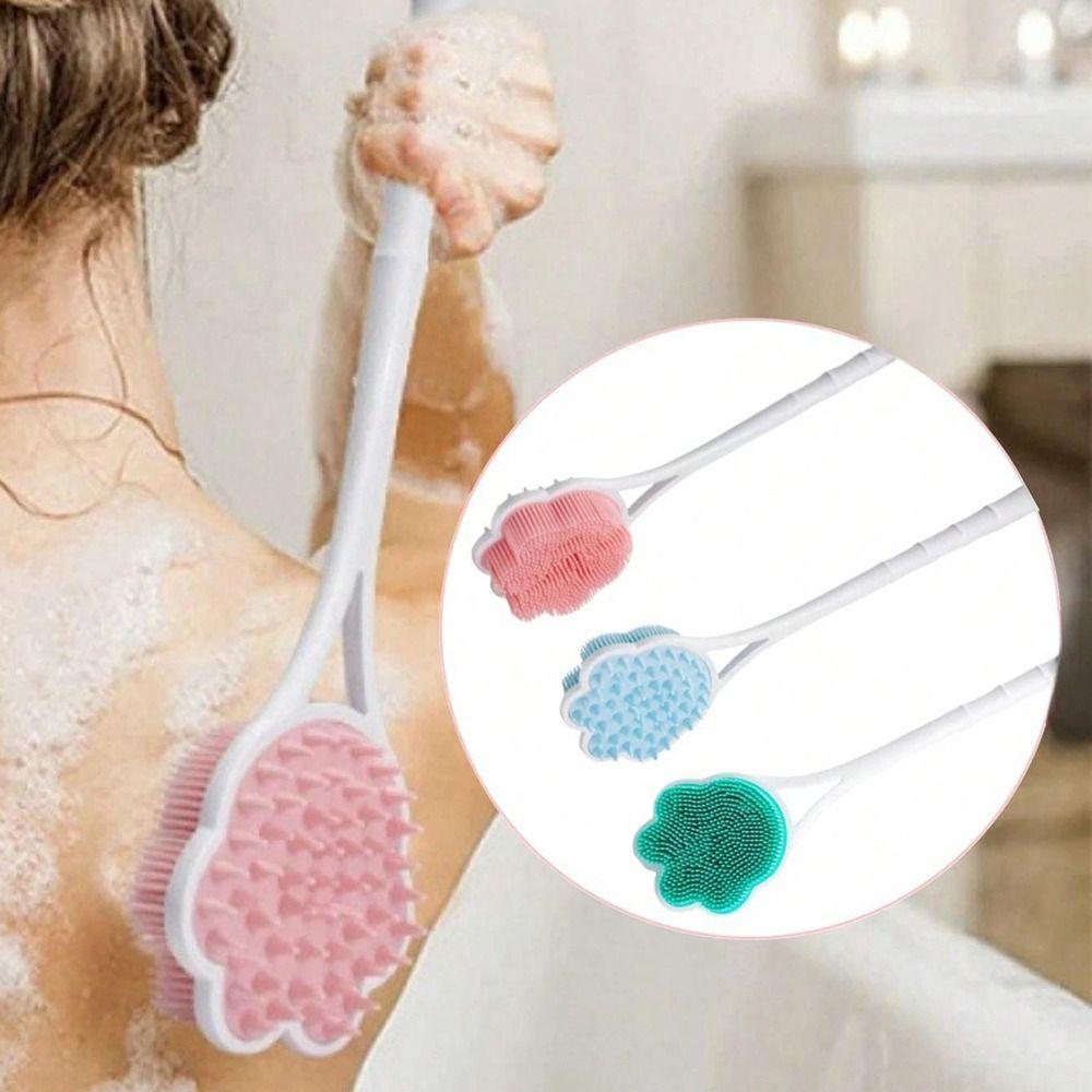 Long Handle Shower Massage Brushes Silicone Bathroom Back Scrubber  Remove Exfoliating