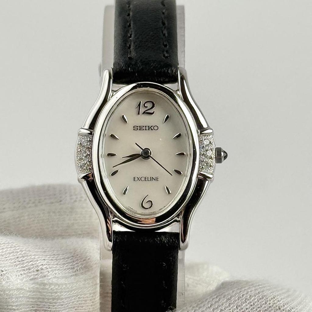 [USED] Seiko Exceline White Shell Battery Women's Watch 929
