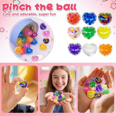 Multicoloured Small Heart Shaped Stress Ball, Colourful Ball, Gift Bag, Adult Stress Ball