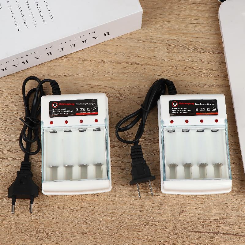 4 Slot AA AAA 1.2V Battery Charger with Independent Charging EU US Plug for Household Electronics and Travel Convenience