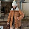Thickened Down Cotton-padded Jacket Women's Winter High-grade Padded Lamb Wool Long Cotton-padded Jacket.