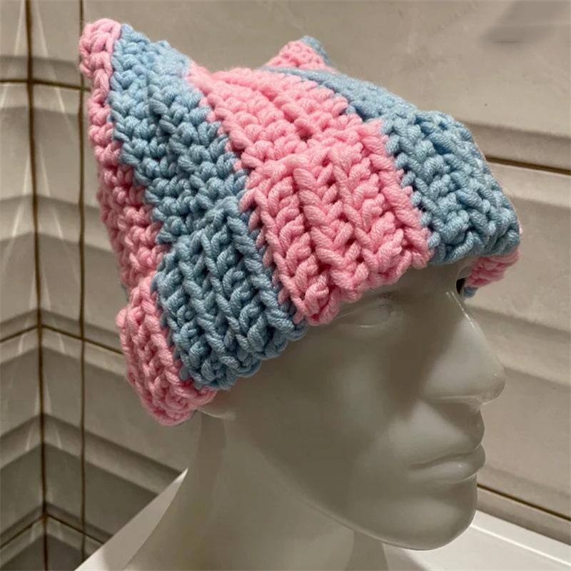 New Handmade Crocheted Love Bunny Ears Tassel Wig Hat Personalized Fashionable Adult Hat