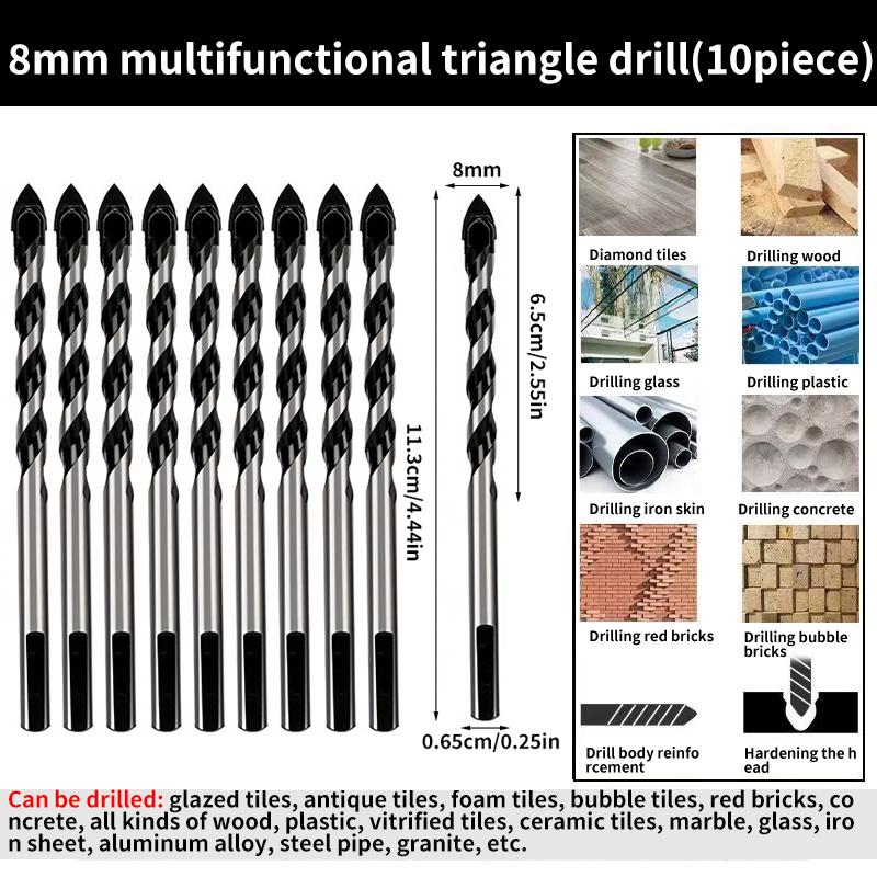 Multi-Functional Triangle Diamond Drill Bit Set – Carbide & Tungsten for Ceramic, Tile, Concrete, Brick, Wood, Glass & Metal