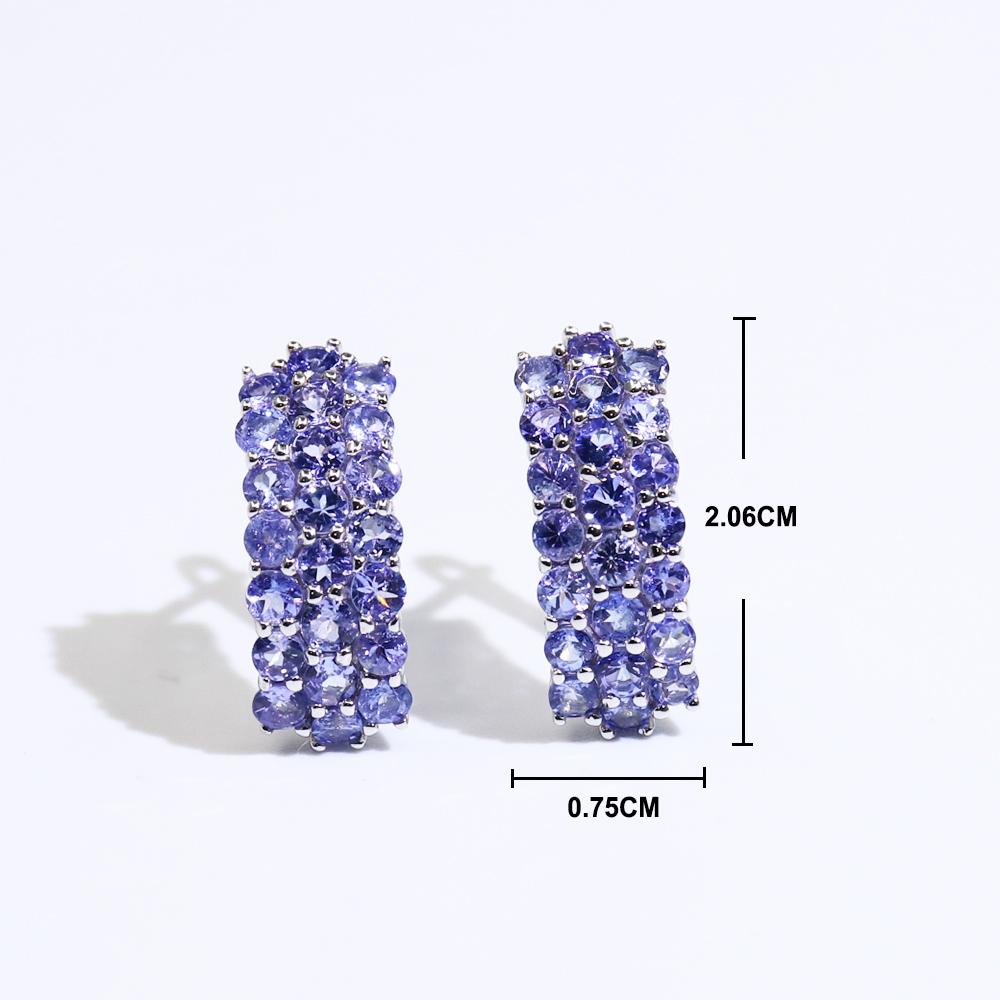 Classic design natural blue Tanzanite Clasp Earrings S925 silver atural gemstone jewelry fine jewelry precious gift for women