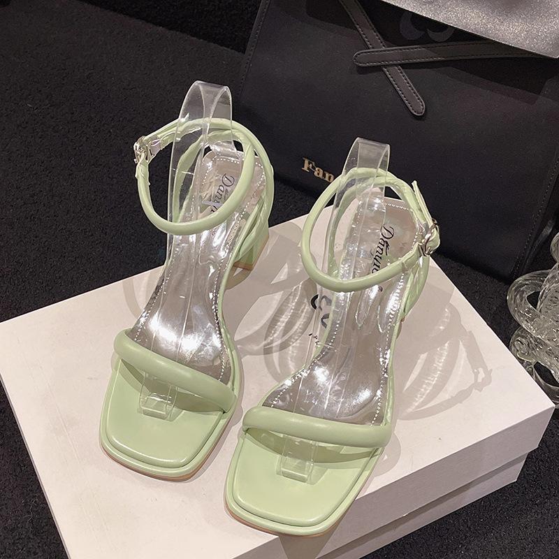 

Модная обувь, сандалии на высоком каблуке, сексуальная обувь, женские сандалии, сандалии на тонком каблуке с ремешками, туфли с открытым носком 35 светло-зеленый