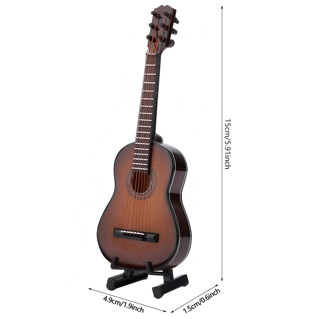 2pcs Miniature Guitar Model with Stand 15cm Mini 6 Strings Classic Guitar Gift for Musical Instrument Lovers