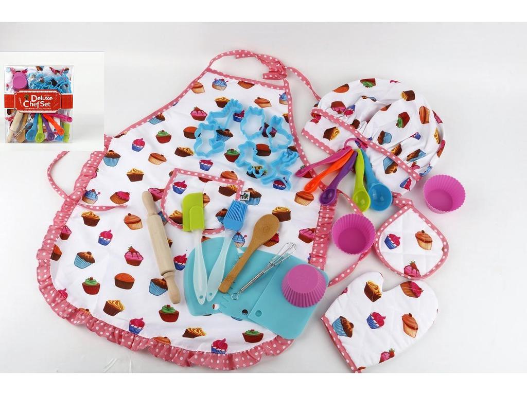 Çocuk Mutfak Oyun Seti: Mutfak Gereçleri, Pişirme Aletleri, Önlük & Şef Şapkası