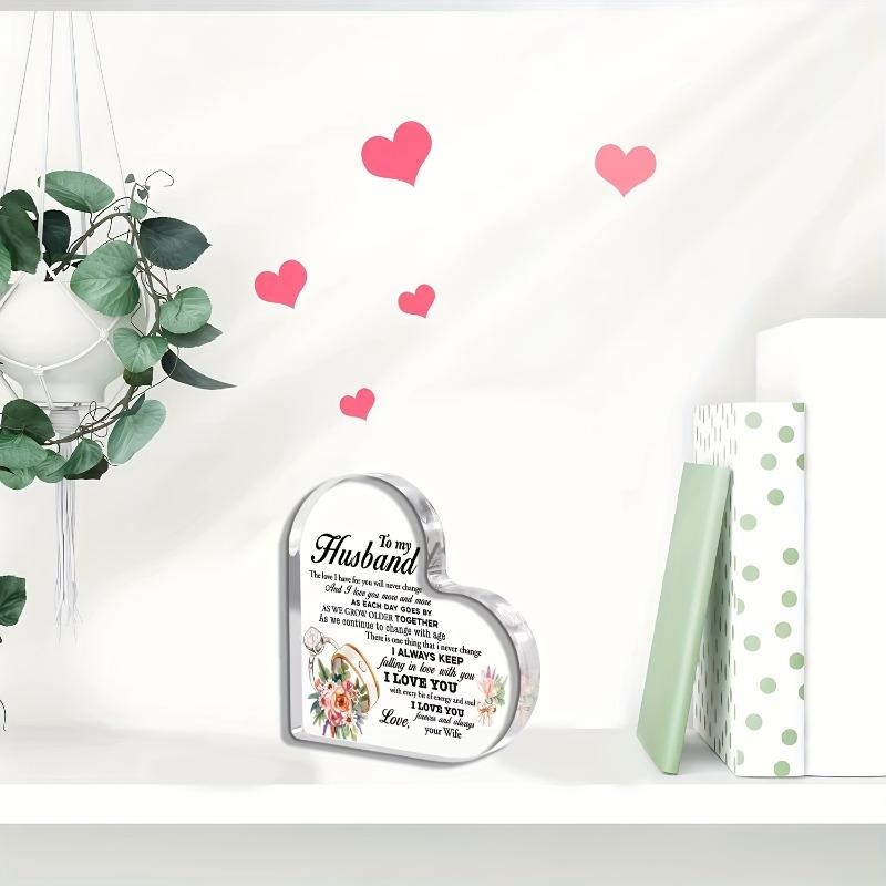 2D Flat Heart-Shaped Love Letter Acrylic Desktop Decoration, Anniversary Token Gift, Suitable for Wall Decoration, Porch, Room, Villa, Accents Home, H