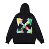 1082 Blanco Roto 2026 Otoño/Invierno Nuevo Color Hoja OW Graffiti Flecha Estampado Sudaderas con Capucha para Hombre y Mujer