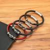 Modisches geflochtenes Retro-Armband aus Edelstahl mit Schnalle, schwarz, schlicht, lässig, Lederseil, Paarschmuck, passendes Herren-Lederarmband