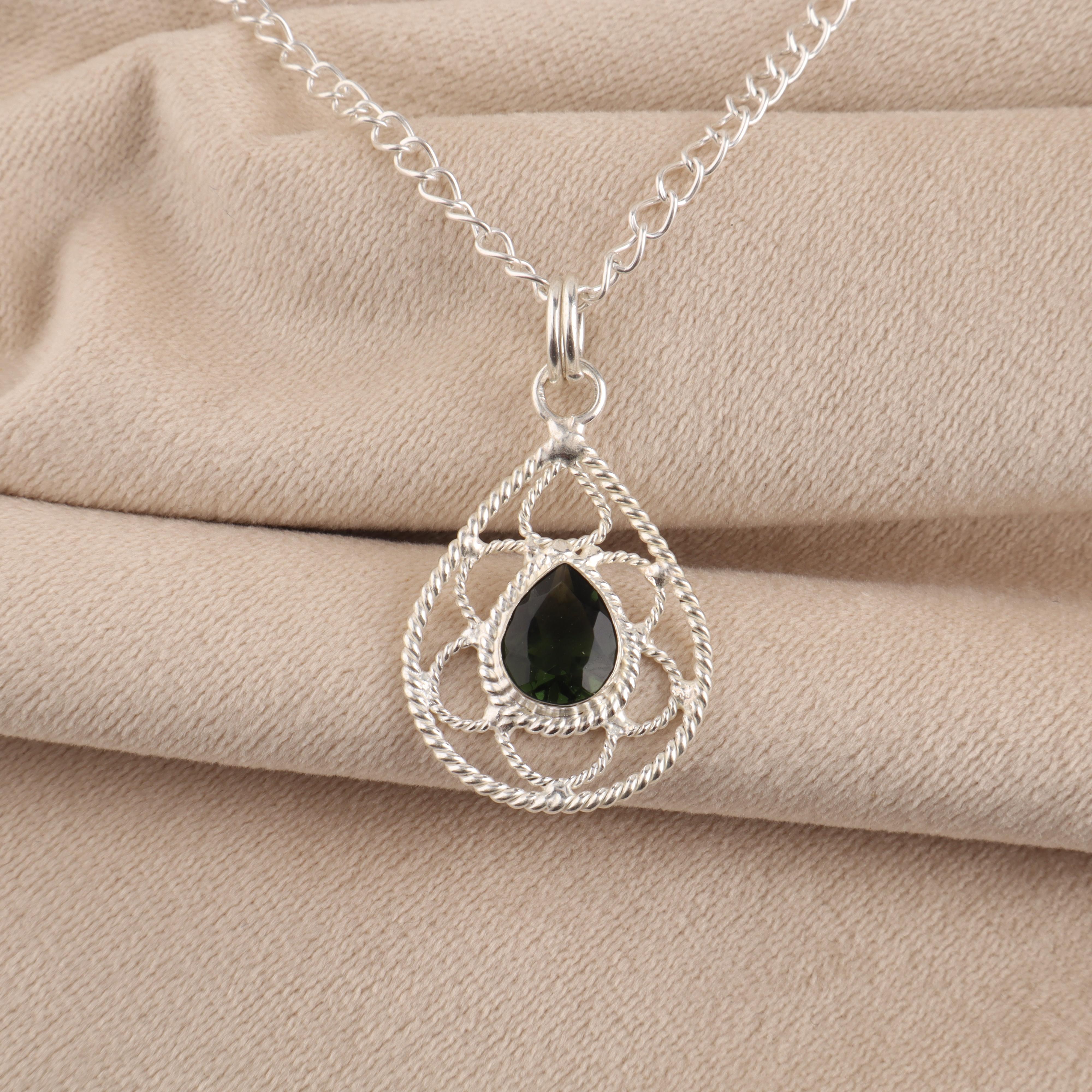 Green Tourmaline Gemstone 925 Sterling Silver Handcrafted Pendant 1.40  Gift For Her PP-19-48