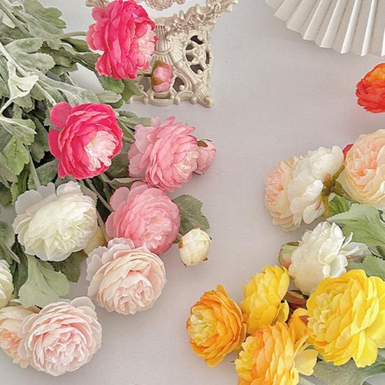 Faux Ranunculus Asiaticus Reusable Artificial Flower Fake Ranunculus Flower for Living Room Dining Table Centerpiece Farmhouse Decor