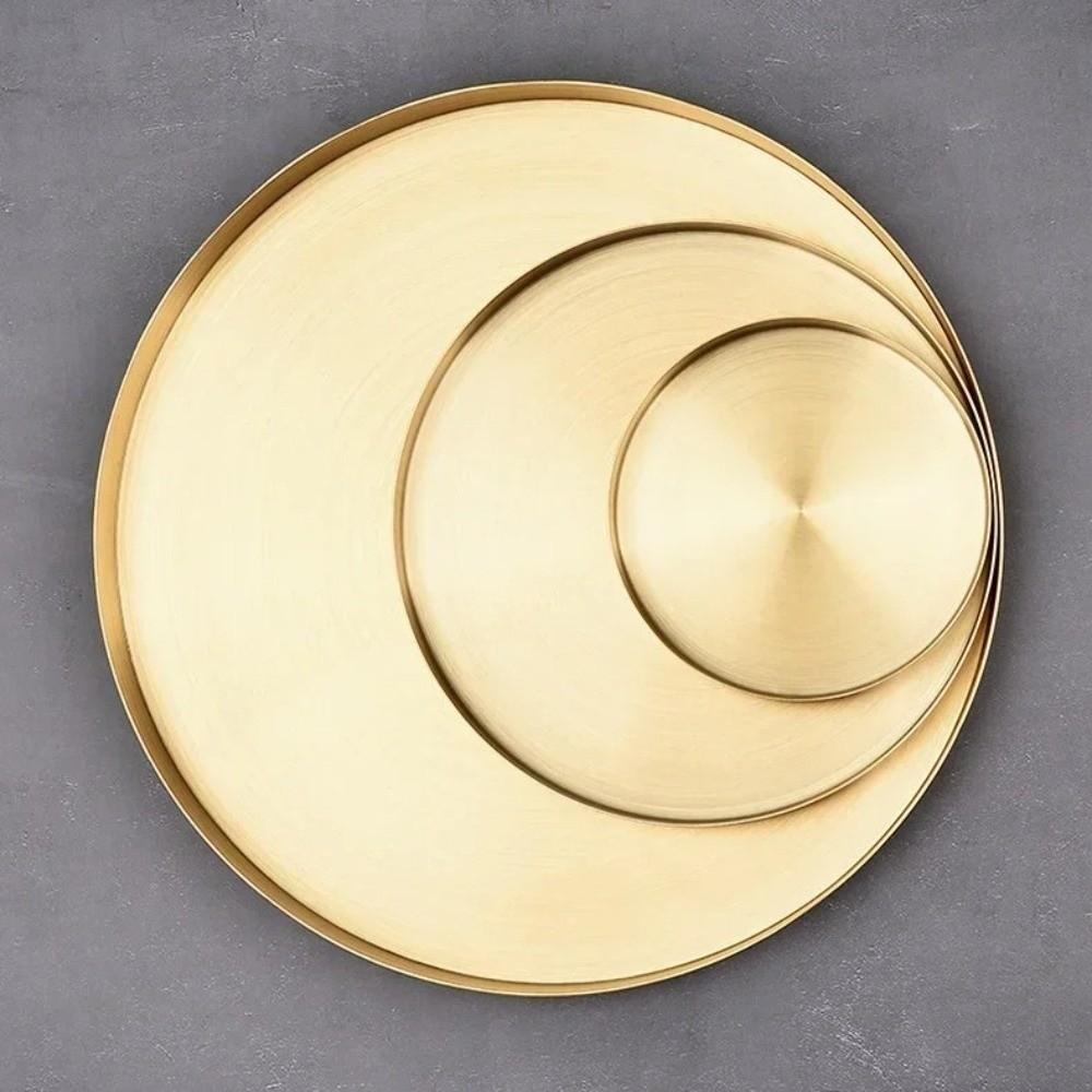 Ronde Vorm Metalen Decoratieve Schalen Roestvrij Staal Sieraden Display Plaat voor Bureau