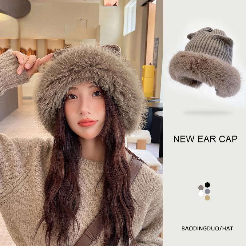 

Пушистая Панама из искусственного меха, женская меховая теплая толстая плюшевая зимняя шапка, женская модная меховая панама, защита ушей, рыбацкая шапка