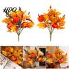 Rustic Autumn Floral Display Artificial Fall Bouquet with Fabric Pumpkins Maple Leaves Wheat Berries Pumpkin Decoration Home Decor for Thanksgiving