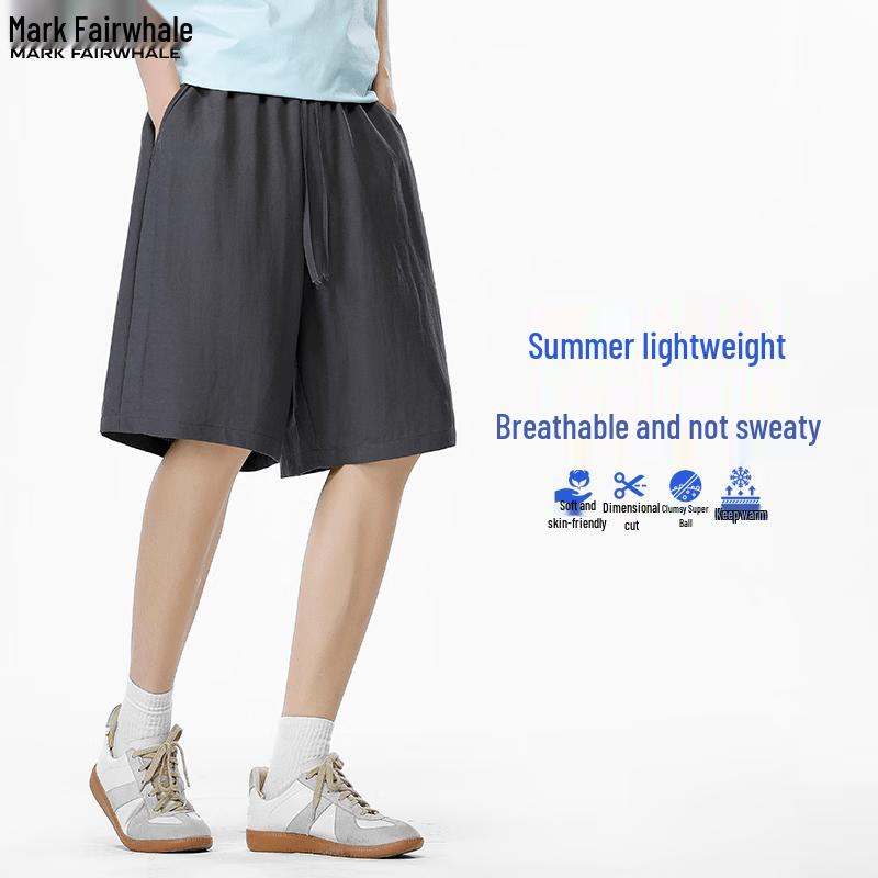 MARK FAIRWHALE Men s Tencel Linen Ice Silk Casual Shorts M темно-серого