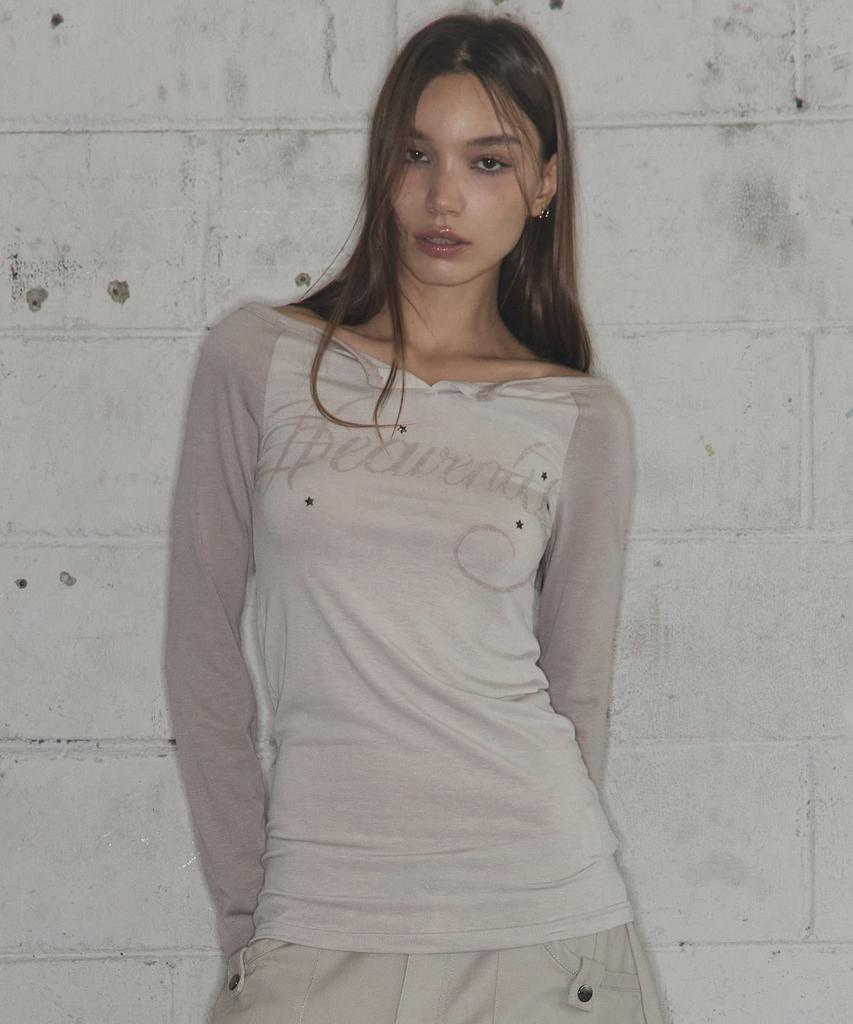 FANCY CLUB Heavenly Off-Shoulder Long Sleeve (Beige) F25Qb084