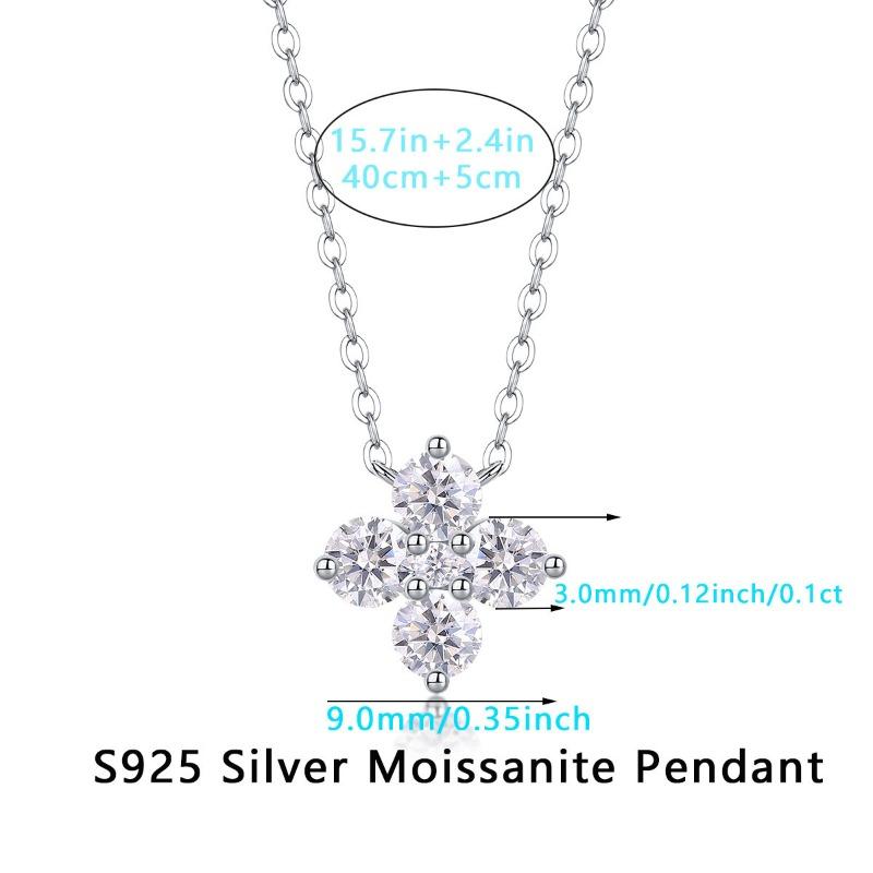 

S Silver Moissanite Lucky Clover Pendant Necklace Necklace 40cm+5cm