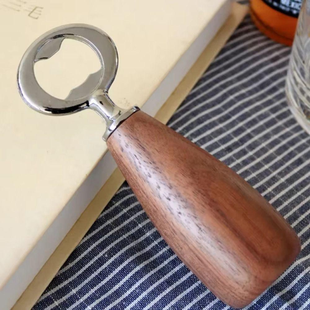 Stainless Steel Beer Bottle Opener Creative Wooden Bottle Opener Beer Can Opener Kitchen Tools