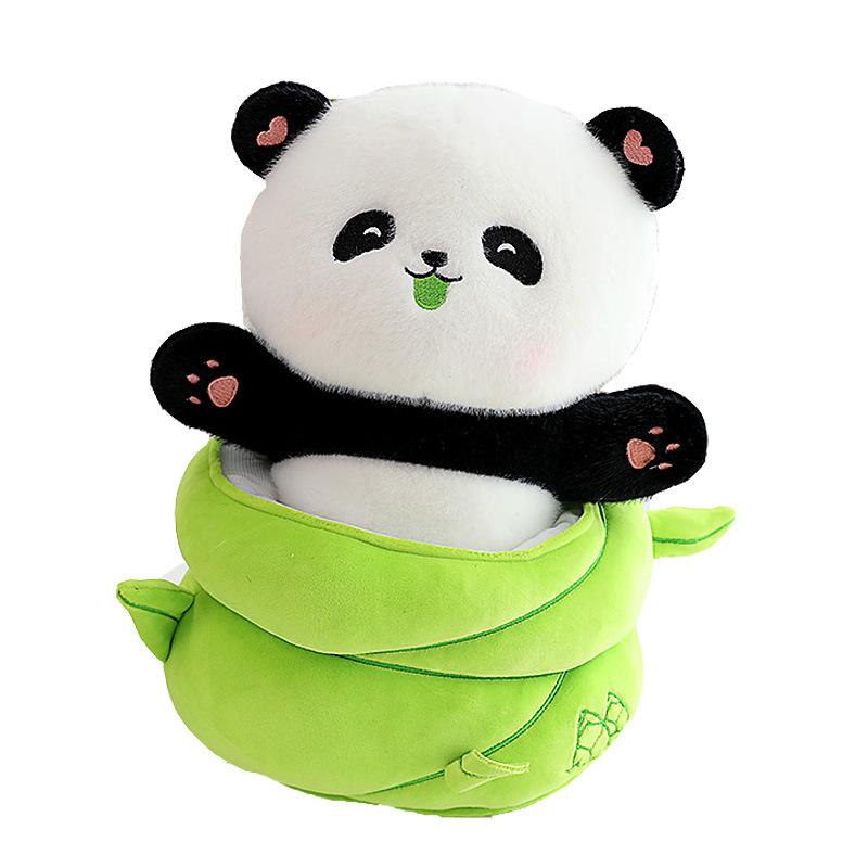 Bamboo Tube Bamboo Shoots Panda Doll Cute Panda Doll Plush Toy Children'S Birthday Gift