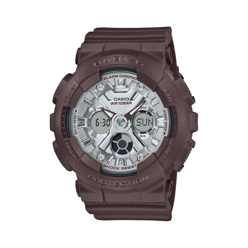 

Casio BABY-G series chocolate theme waterproof and shockproof sports student casual versatile quartz movement Japanese and Korean watch BA-130SW-5APRQ серебряный