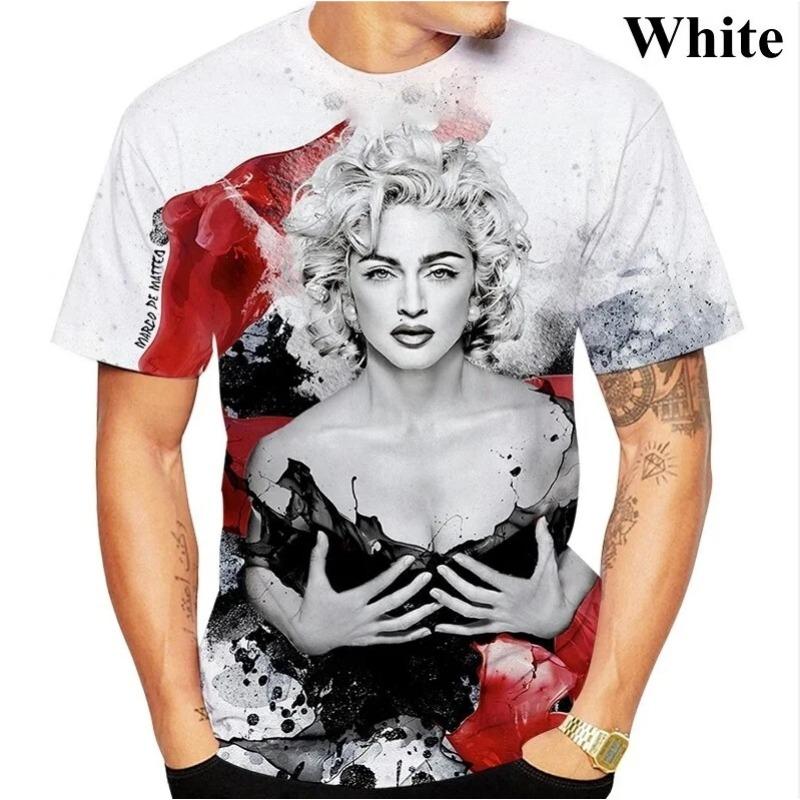 Popová zpěvačka herečka Madonna 3D potisk tričko Top Muži Ženy Móda Velká velikost Hip Hop Topy Trička Krátký rukáv Tričko Topy Ležérní