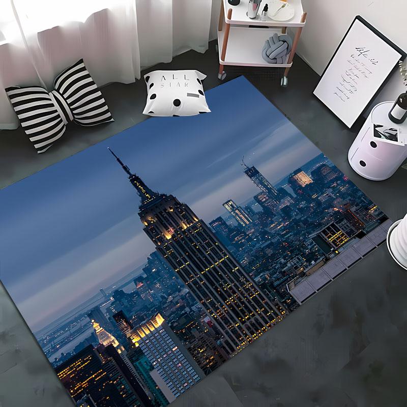

HD Printing New York City Theme Area Rug,Rugs Living Room Tapete for Bedroom Sofa Kitchen Doormat Decor,Kids Non-slip Floor Mat 40x60cm (16x24in)