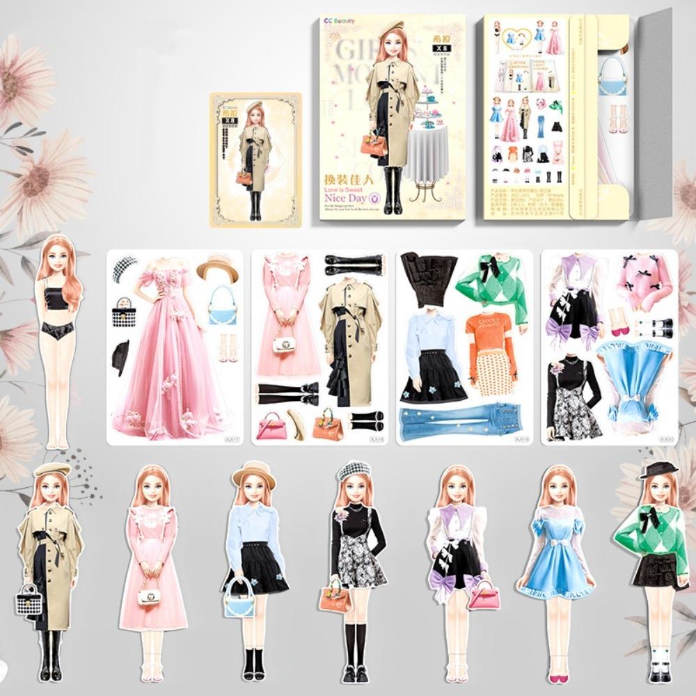 Magnet Clothes Magnetic Dress Up Dolls Pretend Play Girls Princess Stickers  For Girls Style 2