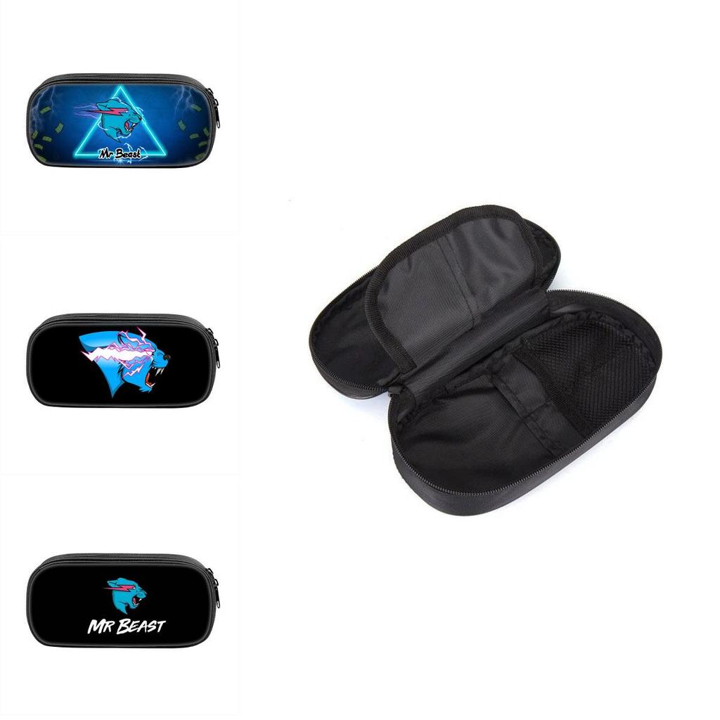 Mr Beast Lightning Cat Lion Print Student Single Layer Stationery Storage Bag For School And Home Use