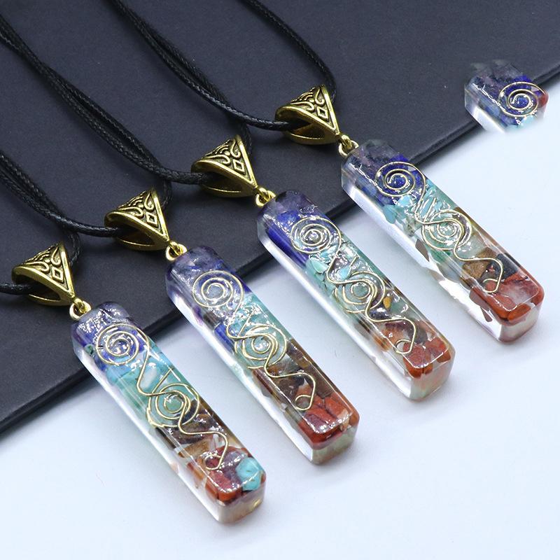 

Красочный кулон из щебня со смолой, оригинальный кулон из камня, кулон, ожерелье 1