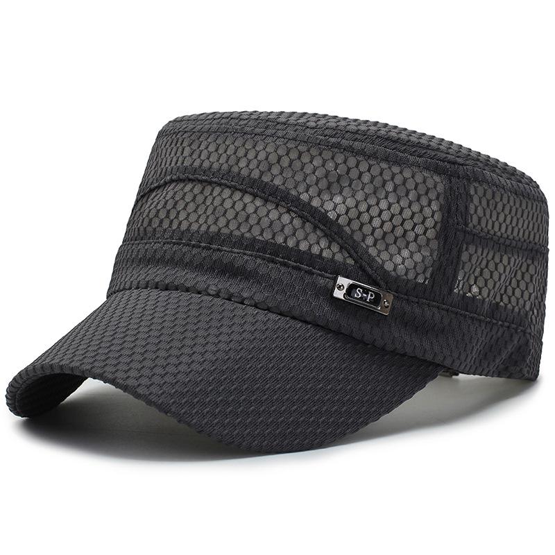 Breathable Mesh Sunscreen Flat Top Hat for Middle-Aged and Elderly Men - Casual Outdoor Cap.