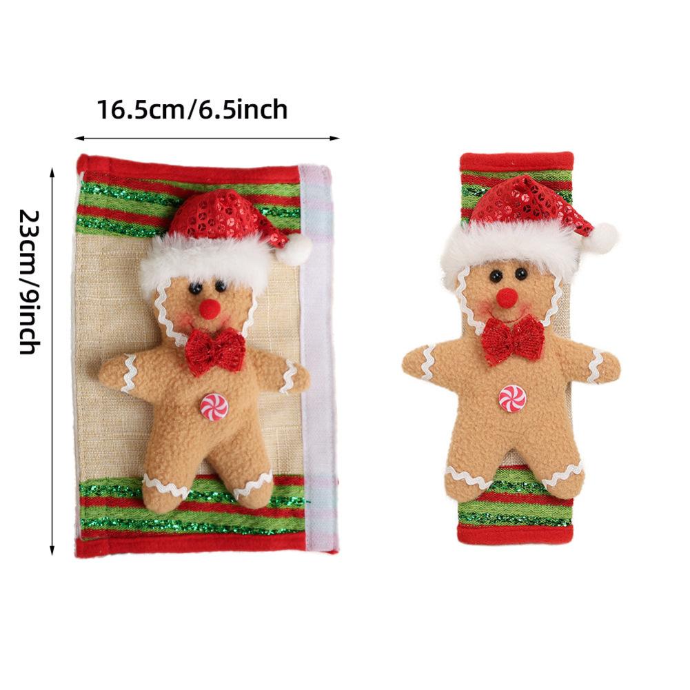 Christmas Cookie Man Refrigerator Handle Covers Set of 2 Fabric Protective Covers for Fridge Oven Microwave Dishwasher Handles